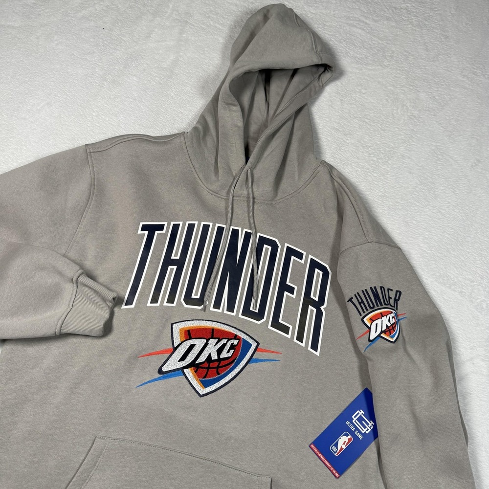 Oklahoma City Thunder Hoodie Mens Large Gray NBA Basketball Ultra Game Pullover